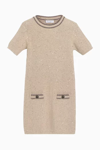 Diamond Yarn Rib-knit Dress in Cotton