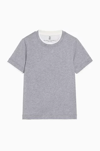Faux-layer T-shirt in Cotton Jersey