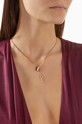 Spade Lock Padlock & Key Pendant Necklace