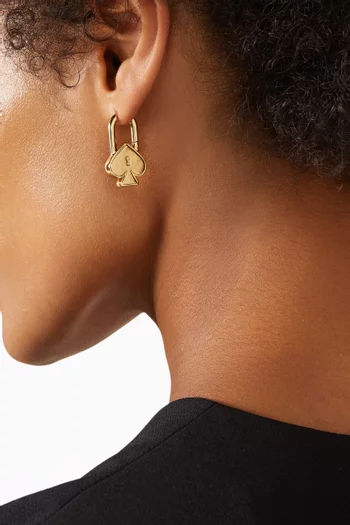 Spade Lock Asymmetric Huggie Earrings