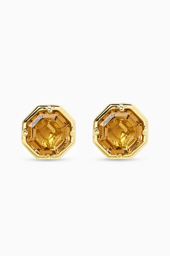 Octagon Stone Stud Earrings