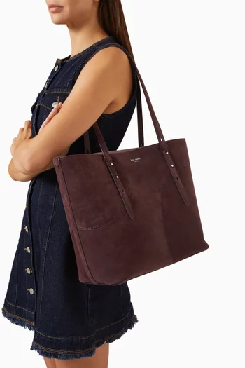 Large Do It All Dot Patchwork Tote Bag in Suede