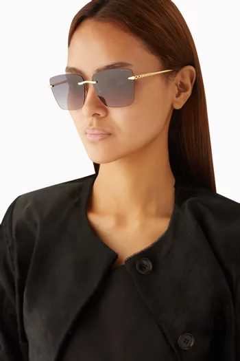 Serpenti Viper Square Sunglasses in Metal