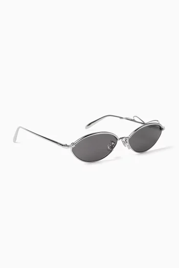 نظارة شمسية آر 1 يو بعقدة وإطار بيضاوي معدن