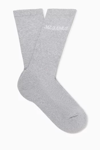 Logo Crew Socks in Organic Cotton-blend