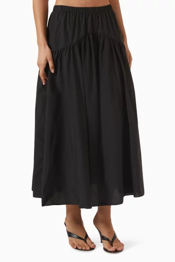 Yoke Circle Midi Skirt in Cotton