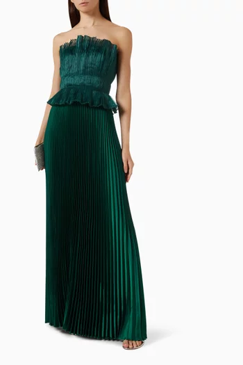 Masquerade Pleated Strapless Gown