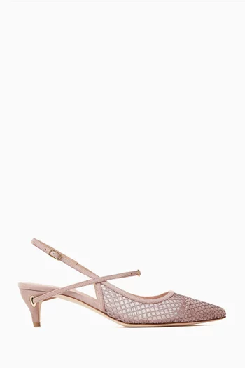 Edoardo 45 Slingback Pumps in Suede & Mesh