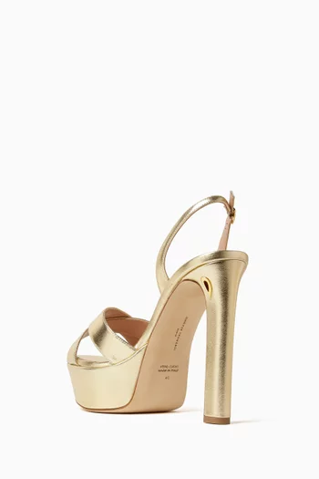 Leonardo 130 Platform Sandals in Metallic Leather