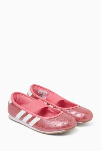 Taekwondo Mary Jane Flats in Metallic Leather