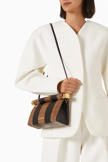 The Rond Carré Medium Shoulder Bag in Python-printed Leather