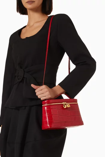 Le Petit Vanity Top Handle Bag in Croc-embossed Leather