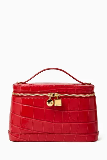 Le Petit Vanity Top Handle Bag in Croc-embossed Leather