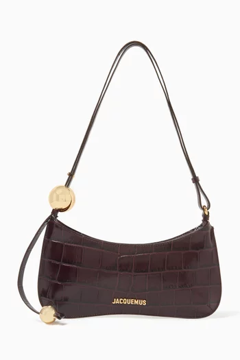 Le Bisou Perle Small Shoulder Bag in Croc-embossed Leather