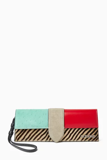 La Pochette Bambino Small Clutch Bag in Leather & Suede