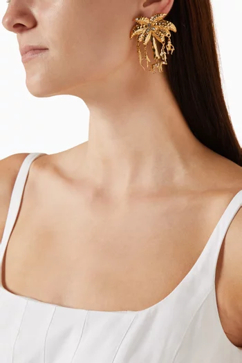 The Palmier Earrings in Copper & Brass