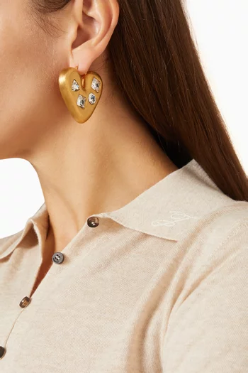 Les Boucles Coeur Crystal Huggie Earrings