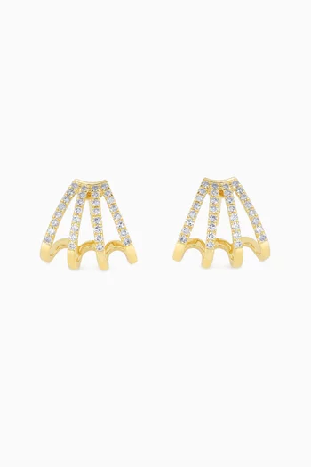 Diamond Multi Huggie Earrings in 14kt Yellow Gold