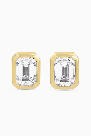 Mini Diamond Huggie & Prong Set Chain Stud Single Earring in 14kt Yellow Gold