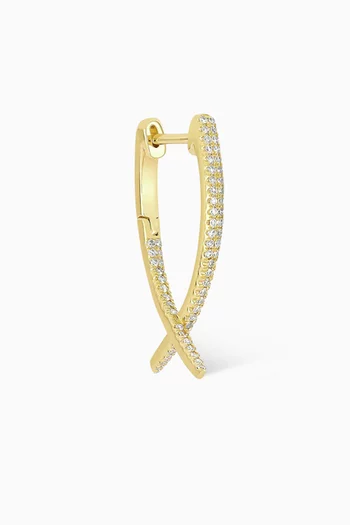 Diamond Loop Single Hoop Earring in 14kt Yellow Gold
