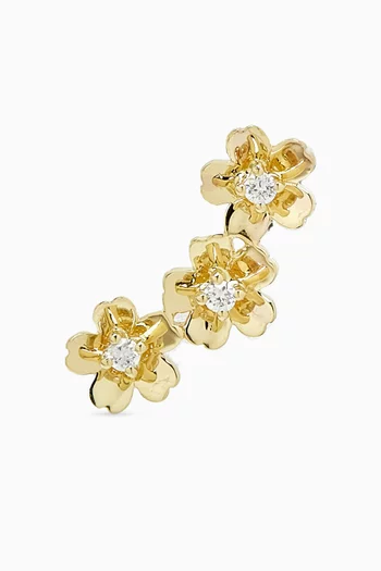 Cherry Blossom Diamond Single Ear Climber in 14kt Gold