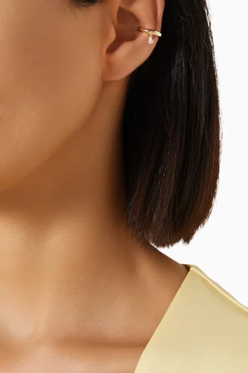 Diamond Pear Drop Single Ear Cuff in 14kt Yellow Gold