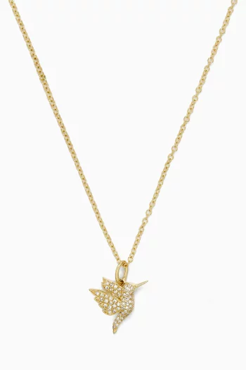 Pavé Diamond Mini Hummingbird Necklace in 14kt Yellow Gold