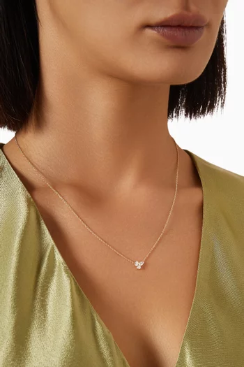 Triple Diamond Cluster Necklace in 14kt Yellow Gold