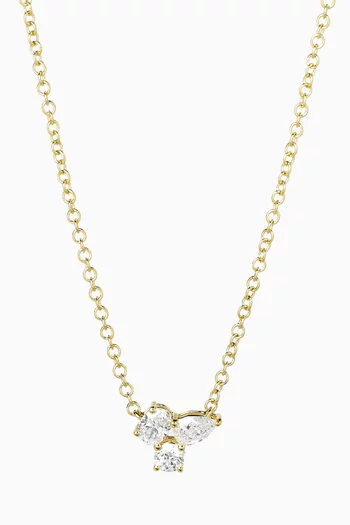 Triple Diamond Cluster Necklace in 14kt Yellow Gold