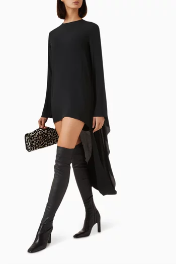 Elisenda High-low Mini Dress in Crepe