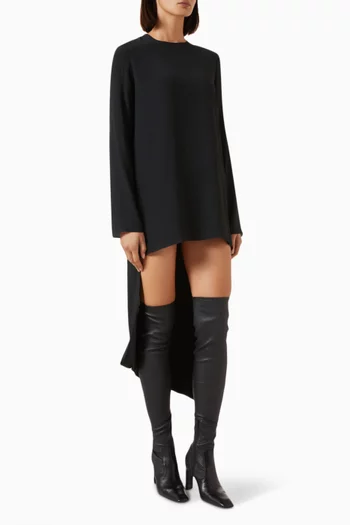 Elisenda High-low Mini Dress in Crepe
