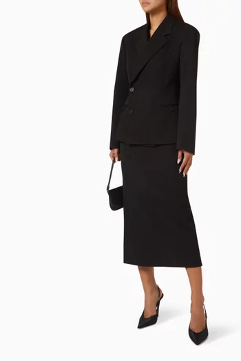 Edda Pencil Midi Skirt in Virgin Wool