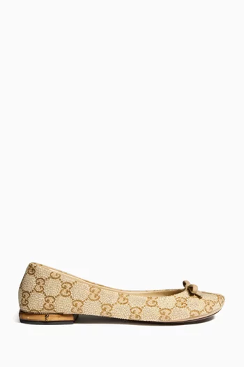 Crystal Ballerina Flats in GG Canvas