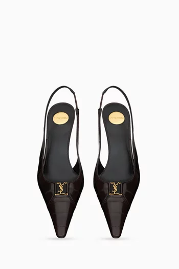 Babylone Breteuil 75 Slingback Pumps in Hagfish Leather