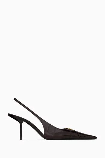 Babylone Breteuil 75 Slingback Pumps in Hagfish Leather