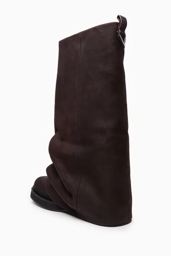 Robin Combat Knee Boots in Suede