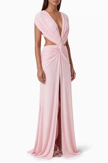 Cutout Twist Gown in Dry Jersey
