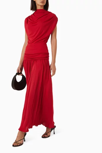 Draped Long Skirt in Viscose-jersey
