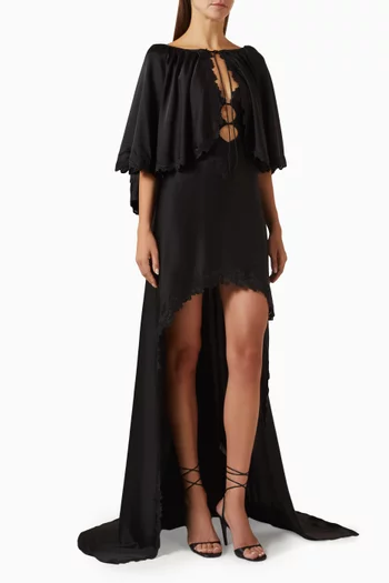 Cape Lace-trim Dess in Silk