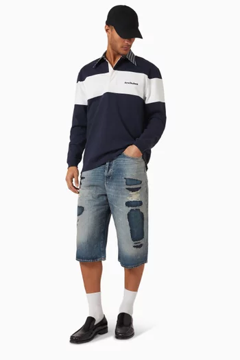 Striped Polo Sweatshirt in Cotton-jersey