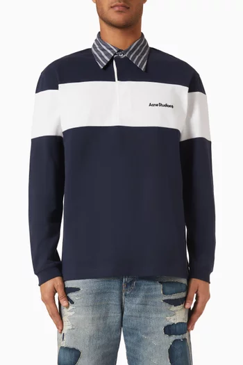 Striped Polo Sweatshirt in Cotton-jersey
