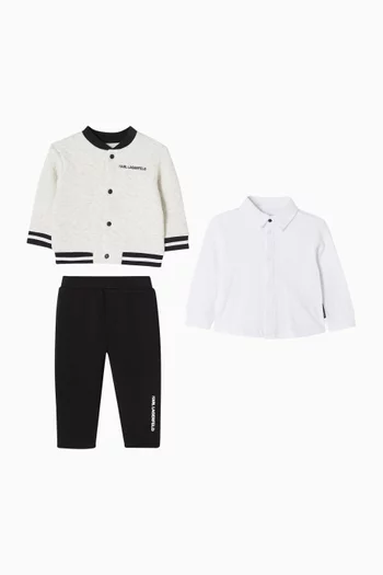 Quilted 3-piece Tracksuit Set in Cotton-blend