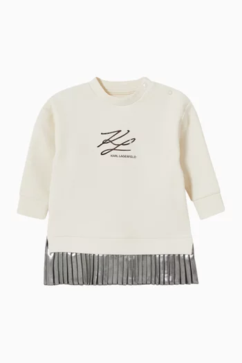 Pleated Logo Dress