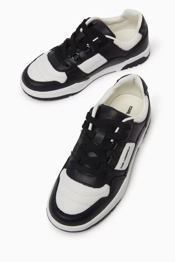 Logo Panelled Sneakers in Leather