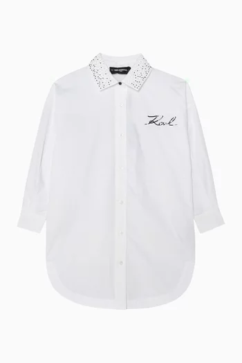 Logo Shirt Dress in Cotton Poplin