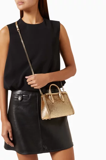 Nano Tote Bag in Sequin-embellished Leather