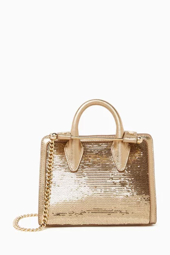 Nano Tote Bag in Sequin-embellished Leather