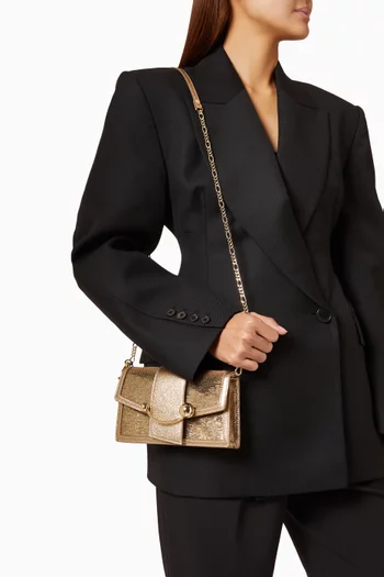 Crescent Chain Shoulder Bag in Sequin-embellished Leather