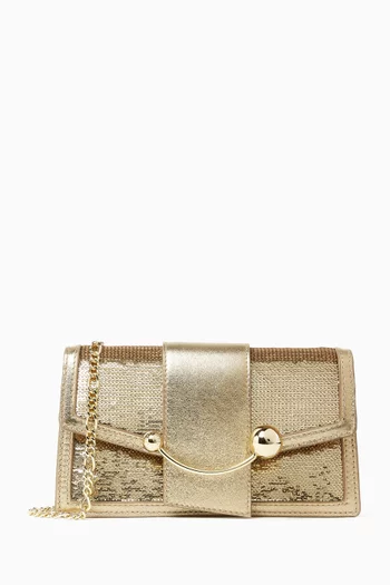 Crescent Chain Shoulder Bag in Sequin-embellished Leather