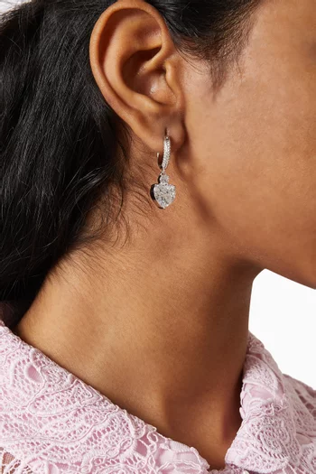 Heart Crystal Drop Earrings in Platinum-plated Brass